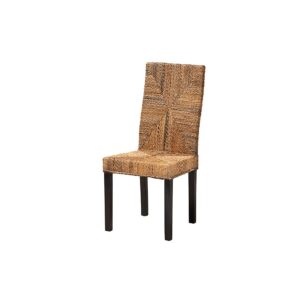 Bohemian Dark Brown Mahogany Wood and Seagrass Dining Chair