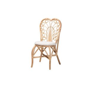 bali & pari Jerica Modern Bohemian Natural Brown Rattan Dining Chair