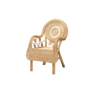 bali & pari Putri Modern Bohemian Natural Rattan Arm Chair