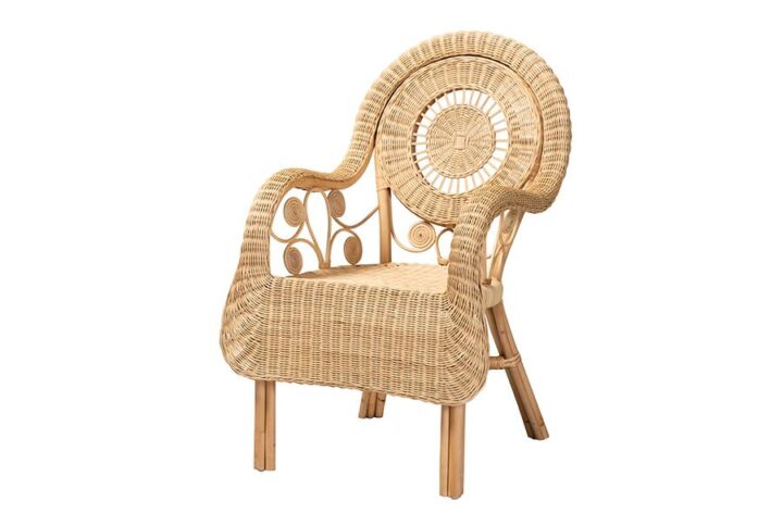 bali & pari Putri Modern Bohemian Natural Rattan Arm Chair