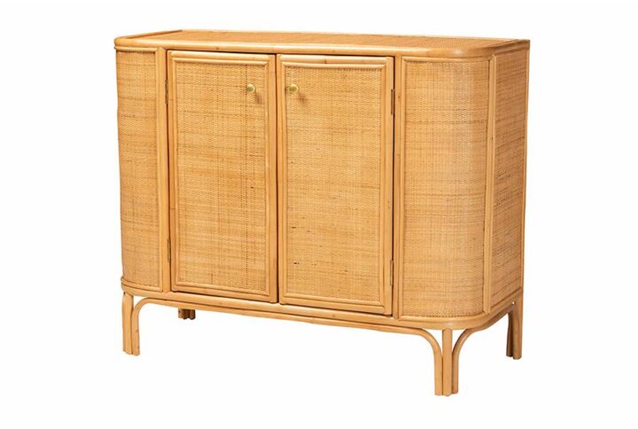 bali & pari Serissa Modern Bohemian Natural Brown Rattan 2-Door Storage Cabinet