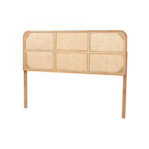 Lainer Modern Bohemian Natural Brown Finished Bayur Wood and Bamboo Headboard