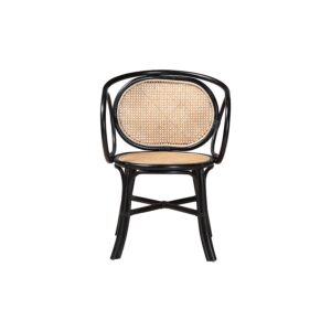 Bohemian Two-Tone Black and  Natural Brown Rattan Dining Chair