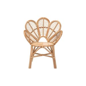 bali & pari Eliava Modern Bohemian Natural Rattan Flower Accent Chair