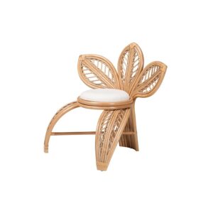 bali & pari Gresham Modern Bohemian Natural Rattan Leaf Accent Chair