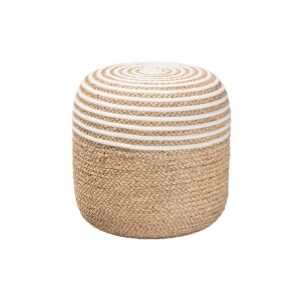 Bohemian Natural Brown Seagrass and Woven Rope Ottoman Footstool