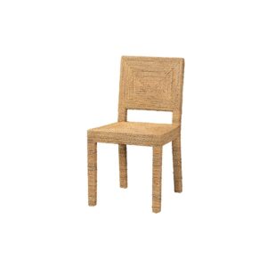 Anfield Modern Bohemian Natural Seagrass and Mahogany Wood Dining Chair