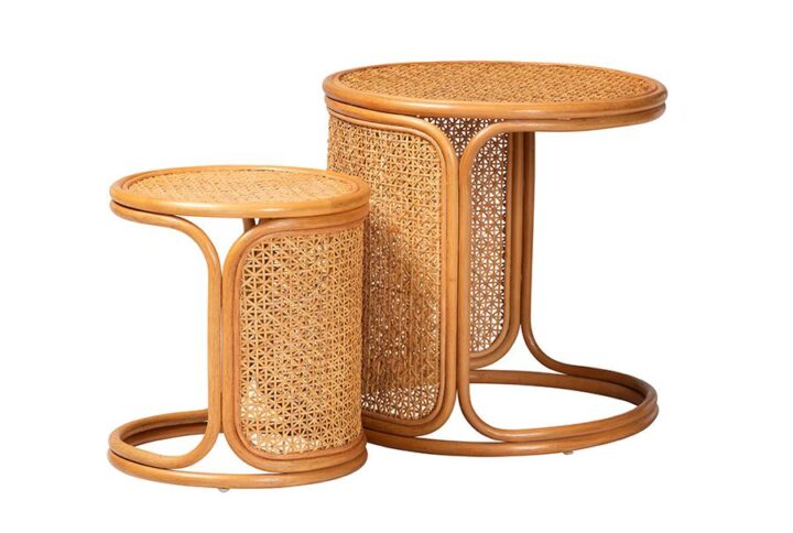 Eldon Bohemian Honey Rattan 2-Piece Nesting End Table Set