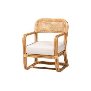 Ailith Modern Bohemian Light Honey Rattan Arm Chair
