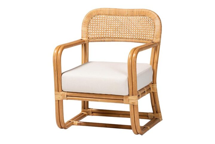 Ailith Modern Bohemian Light Honey Rattan Arm Chair