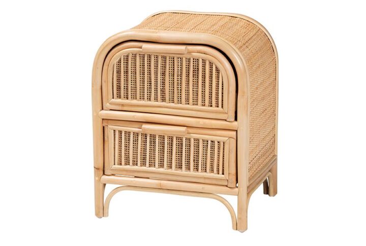 Adrika Bohemian Natural Rattan 2-Drawer Nightstand