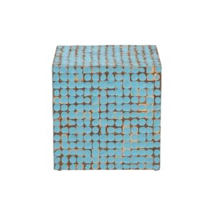 Janella Bohemian Sky Blue Coconut Shell and Acacia Wood End Table