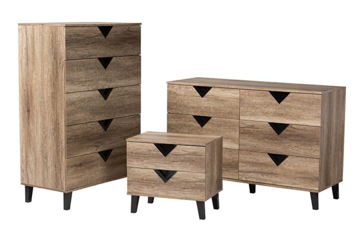 Two-Tone Black and Light Brown Finished Wood 3-Piece Storage Set