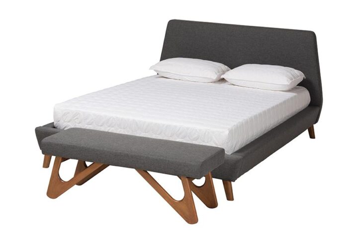 Transitional Dark Grey Fabric Upholstered Queen Size 2-Piece Bedroom Set