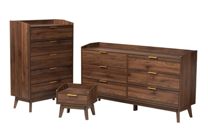 Lena Mid-Century Modern Walnut Brown Finished Wood 3-Piece Storage Set