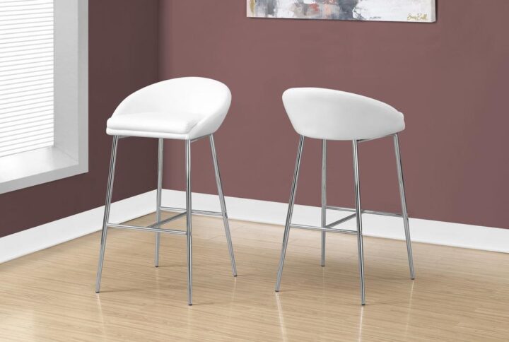 BARSTOOL - 2PCS / WHITE / CHROME BASE / BAR HEIGHT