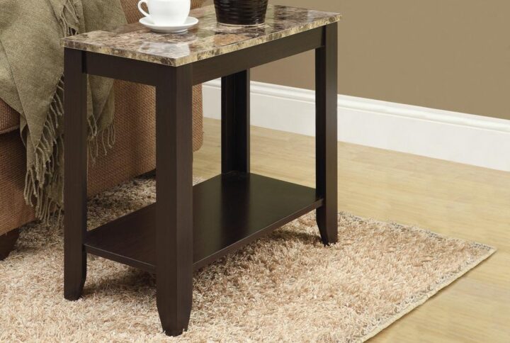 ACCENT TABLE - CAPPUCCINO / MARBLE TOP