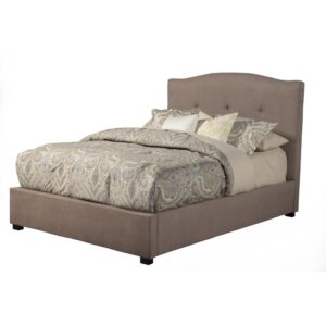 Contemporary and compelling describe the Amanda upholstered platform bed.  The clean lines