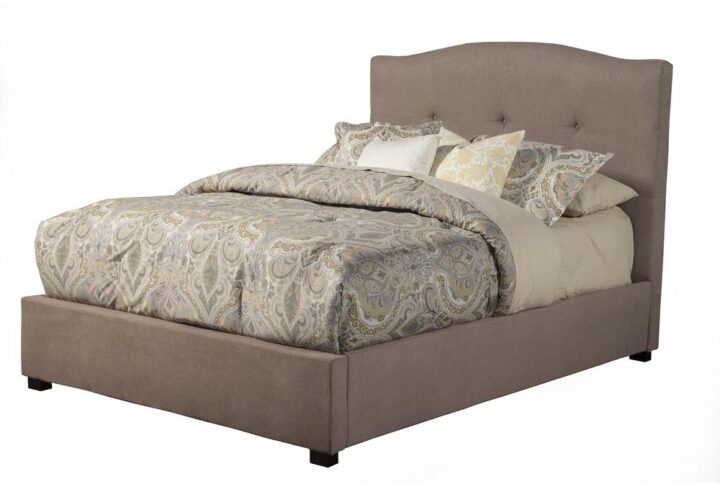 Contemporary and compelling describe the Amanda upholstered platform bed.  The clean lines