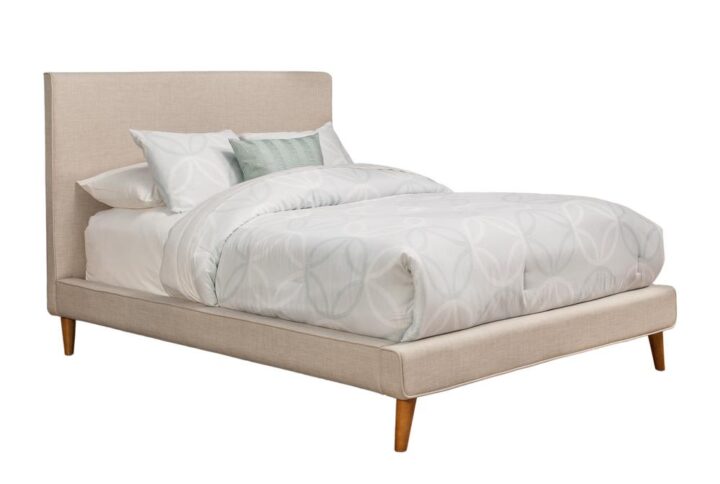 Sink into comfort in the Britney Upholstered Queen Platform Bed. Its clean lines