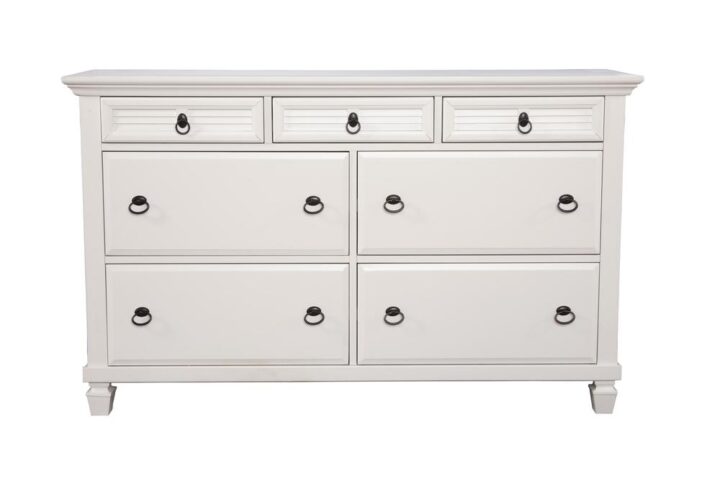 The Winchester Collection balances traditional touches with contemporary finishes for a classic and sophisticated appeal.  The Winchester dresser features 7 drawers for storage. Constructed with eco-friendly pine wood solids