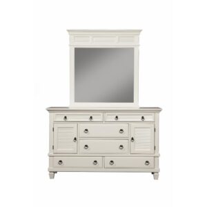 The Winchester Collection balances traditional touches with contemporary finishes for a classic and sophisticated appeal.  The Winchester dresser features 6 drawers and two door areas for storage. Constructed with eco-friendly pine wood solids