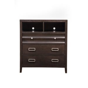 The Legacy wood bedroom media chest features a classic black cherry finish.  Alpine Furniture takes pride in the quality of their product