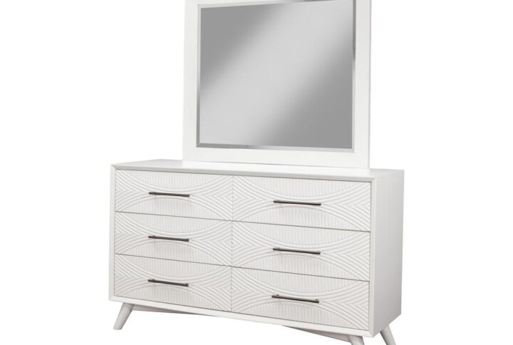 Classic White finish.  Quality crafted with Mahogany Wood Solids & Veneer.  Fully assembled.  French & English Dovetail drawer construction.  Felt lined top drawer(s).  Ball bearing metal drawer glides. 6 drawers for storage.  Alpine Furniture knows that certain things never go out of style. Their furniture products are designed and constructed with classic English and/or French dovetailing that provides a sturdy result and an unbeatable aesthetic. For over 20 years