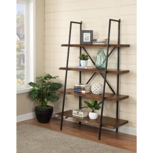 the Live Edge Collection brings together form and function in these industrial-inspired pieces.  The Live Edge bookshelf features 4 shelves.  Choosing sustainable wood resources