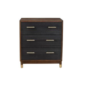 the Belham 3 Drawer Chest combines function and a beautiful design.  The 3 storage drawers feature rattan drawer fronts and gold handles.  Mahogany wood
