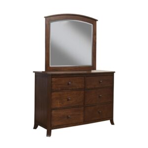 Traditional elegance describes this classic design. The Baker wood bedroom dresser mirror is crafted of Mahogany wood solids and veneers while featuring a rich Mahogany (Brown) finish. Coordinates with a full compliment of optionally purchased bedroom pieces from the Alpine Furniture Baker collection. With its clean lines