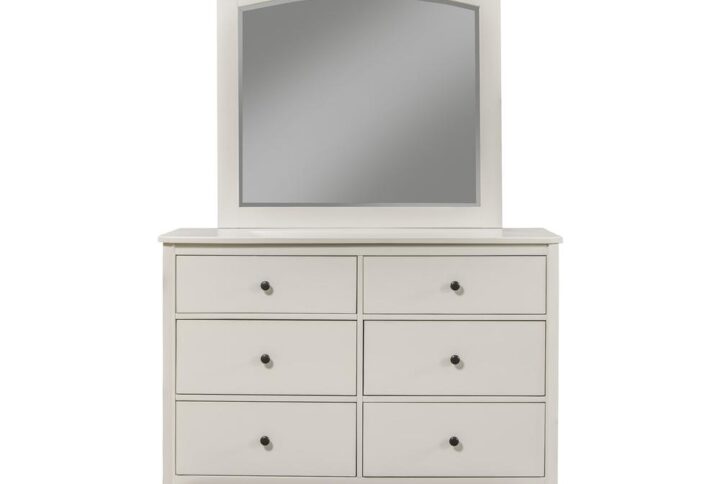Traditional elegance describes this classic design. Crafted of Mahogany wood solids and veneers while featuring a antique white finish. Coordinates with a full compliment of optionally purchased bedroom pieces from the Alpine Furniture Baker collection. With its clean lines