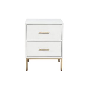 Add modern flair to your bedroom with the Madelyn White 2-Drawer Nightstand.  Providing storage for your essentials
