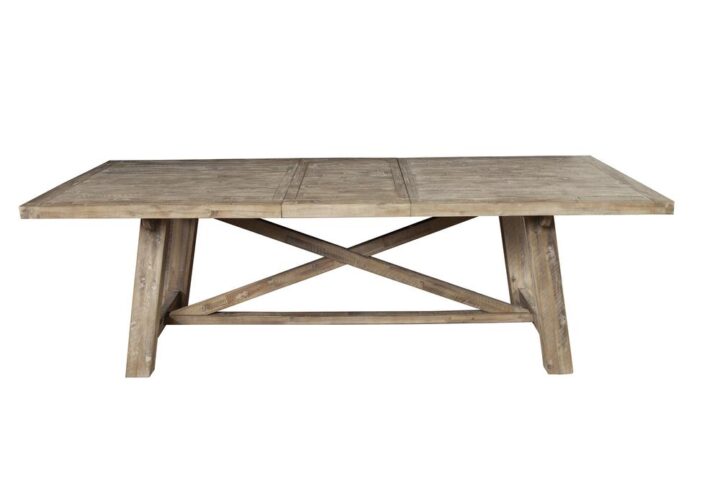 A beautiful Weathered Natural wood finish brings rustic elegance to your dining room with the Newberry Rectangular Dining Table. A removable leaf lengthens the table from 88 inches to 103 inches