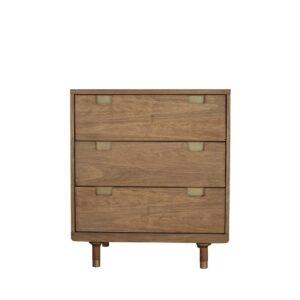 Add modern flair to your bedroom with the Easton 3-Drawer Small Chest in sand (beige) finish.  Providing storage for your essentials