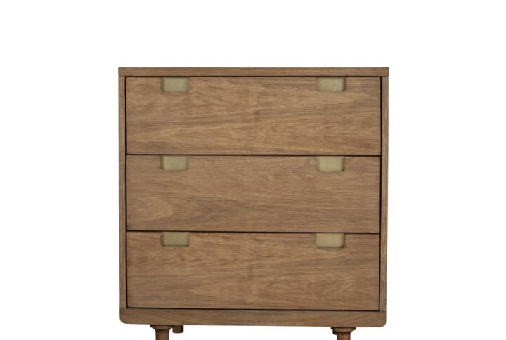 Add modern flair to your bedroom with the Easton 3-Drawer Small Chest in sand (beige) finish.  Providing storage for your essentials