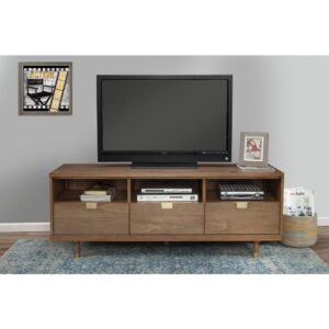 your TV becomes the focal point of your home.  The Easton 64" Media Console in sand (beige) finish