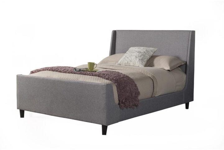 The Amber upholstered platform bed combines classic materials with a clean