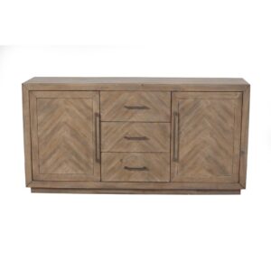 The Aiden sideboard adds a prominent design touch to your dining room.  Featuring Pine solids and a Natural Weathered (Brown) finish