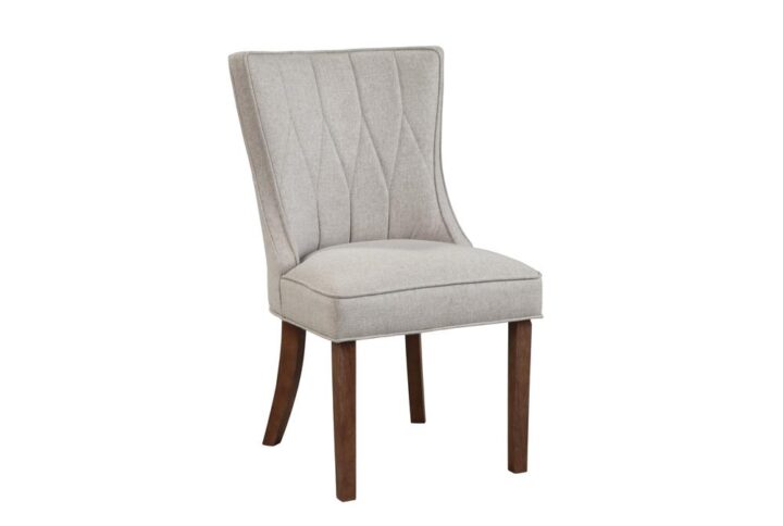The Ayala Upholstered Side Chair is an attractive contemporary design that ties the collection together.  Hand made from Rubberwood solids