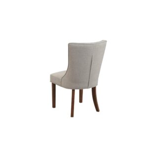 the shaped back is inviting with the carefully tailored channeling. The outside back features welting and a sophisticated sewing accent that provides a little extra flair.  The Beige Linen fabric and Burnished Brown Legs complete the piece.  Shipped in pairs