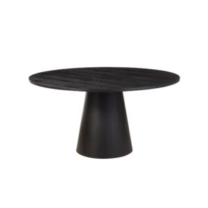 borrowing elements from both the Mid-Century Modern style as well as from Contemporary minimalism.  It’s single pedestal base is uncluttered yet sophisticated in design.  Handcrafted from rich Malaysian hardwood