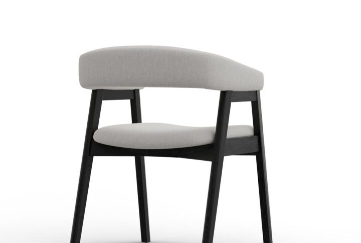 Presenting the Cove Collection: Modern Upholstered Dining Chairs - a perfect blend of comfort and contemporary style. Crafted from solid Rubberwood with stain options in Vintage Black or Natural