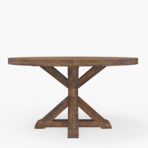 bring rustic elegance to your dining room with the Newberry Round Dining Table. A 54-inch top comfortably seats four.  Using sustainable wood resources