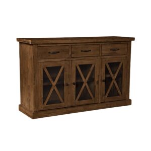 With a beautiful medium brown distressed salvaged wood finish