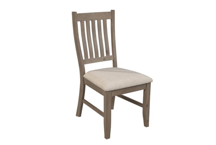 The Alpine Furniture Arlo slat back dining side chairs are made from solid pine wood for durability and a beautiful natural (brown) finish.  Seat cushion is beige in color to compliment the chair finish. This set includes two dining side chairs and coordinates with other pieces from the Arlo dining group sold separately.