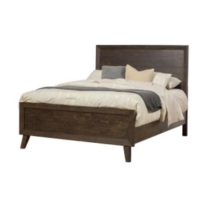 Incorporate your love of nature and earthy splendor into your bedroom as Alcott captures the taste and  appeal of Rubberwood solids and popular veneers. This collection is coated in a warm inviting distressed Tobacco (Brown) finish. The bed features a low profile footboard that captures modern character.  Box spring is required