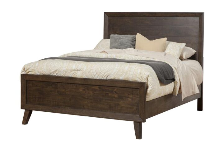 Incorporate your love of nature and earthy splendor into your bedroom as Alcott captures the taste and  appeal of Rubberwood solids and popular veneers. This collection is coated in a warm inviting distressed Tobacco (Brown) finish. The bed features a low profile footboard that captures modern character.  Box spring is required