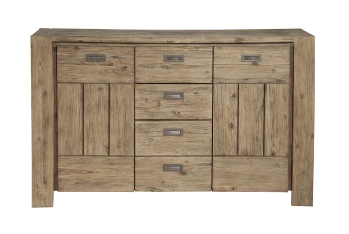 The Seashore Sideboard matches the dining group or can be used in any rustic setting.  Brass hardware compliments the Sandblasted Antique Natural finish on solid Acacia wood.  Handcrafted in Indonesia
