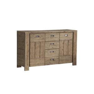 this fully assembled piece provides ample storage with four drawers and cabinets with adjustable shelves.